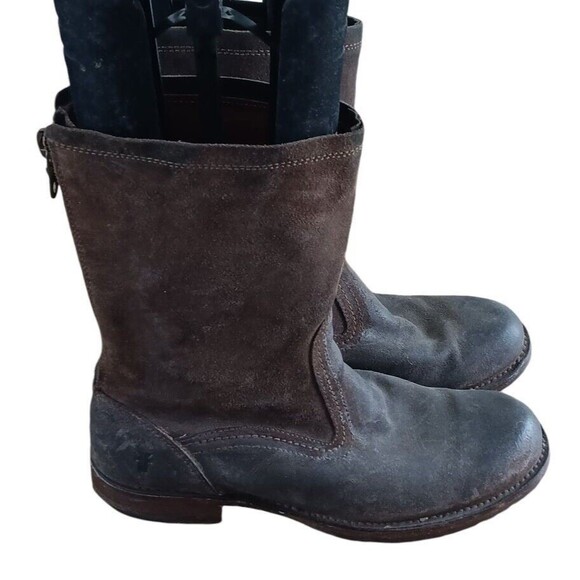 Frye Biker Boots Men's Size US 11D Brown Leather Round Toe Zipper Ankle Boots